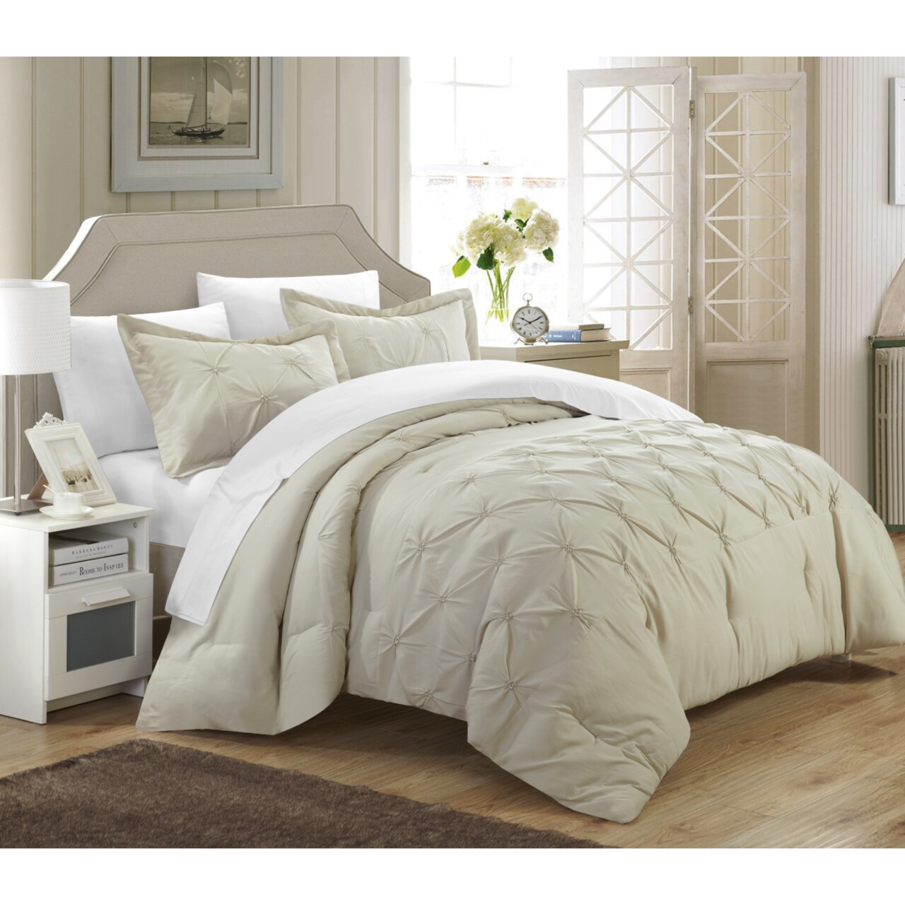 Lux-Bed LLC Chic Home 3 piece Nica pinch pleat pintuck Duvet cover and Shams Set